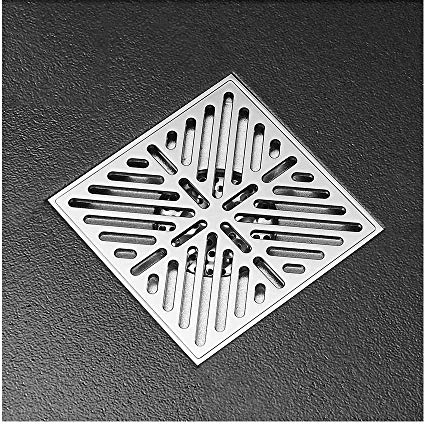 Desagües de Ducha, 15X15cm Cuadrado Latón Cromado Desagüe de Piso de baño Balcón Desagüe de baño Cubierta de colador Rejilla de residuos