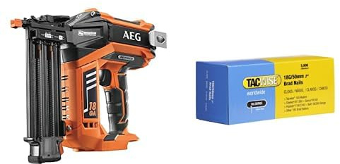 AEG - Cloueur Électrique Sur Batterie 18V PRO18V Brushless 18Ga - 2 Modes Disponibles -Châssis Robuste Magnésium - Livré en Coffret - B18N18-0 & Tacwise 0401 Boîte de 5000 clous 18G/50 mm