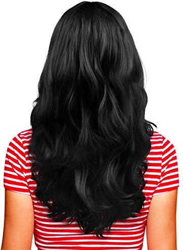 Hatstar Sexy Damen Langhaar Perücke | Frauen Wig lockig - gewellt | Accessoire für Fasching, Karneval und Motto Party (schwarz)