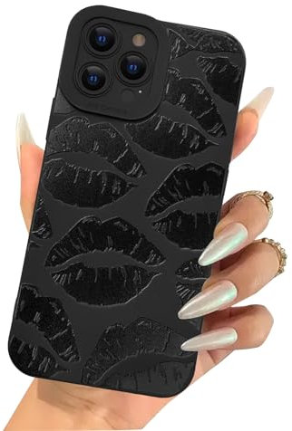Ownest Compatible with iPhone 13 Pro Case, Cute Sexy Lip Print Pattern for Girls Woman Soft TPU Bumper Silicone Shockproof Phone Case for iPhone 13 Pro -Black
