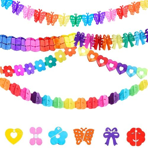 RHQFDM 6 Stücke Papiergirlanden zum Geburtstag,Mehrfarbige Partygirlande ist 3 Meter Lang,Geburtstagsgirlande Basteln für Hausparty,Karnevalsparty,Oktoberfest Party,Gartenparty,Strand Pool Party