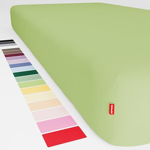 Schuette® Topper Spannbettlaken • 90x200 cm • Wow! Kollektion: Lime Time (Hellgrün) • 100% Superfluff Baumwolle, Blickdicht, Faltenfrei • mit Rundumgummi • Matratzenhöhe bis 15 cm
