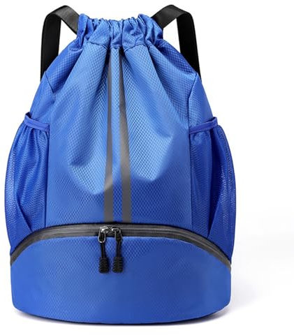 Veki Sport Rucksack mit Kordelzug, Turnbeutel Wasserdicht für Damen und Herren, Sportbeutel mit Bodenfach für Basketball, Fußball, Volleyball, Gymsack für Reisen, Fitnessstudio, Schwimmen (Dunkelblau)