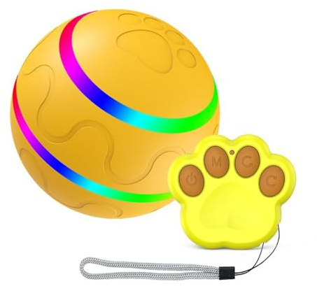Suoumwa Interactive Dog ToysSmart Electric Pet Automatic Rolling Ball Cat Dog Toys for Puppies/Small to Medium Dog with Remote Easy Install Easy to Use -C