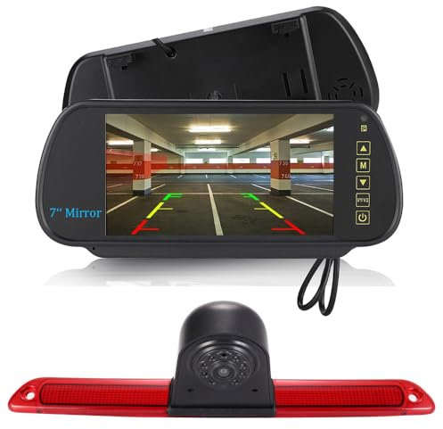 HD Bremsleuchte Rückfahrkamera mit Spiegel 7 Zoll Touch Screen Rückspiegel Monitor, Nachtsicht Auto Rückfahrkamera Ersatz für VW Crafter Caravelle 2007-2015/Mercedes Sprinter W906 W907 W910 316 CDI