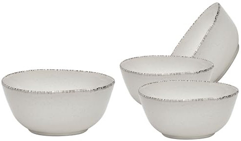 Van Well Lot de 4 bols Urban de 15 cm - Couleur crème - En grès - Pour pâtes, soupe, salade poke ou céréales