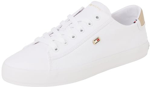 Tommy Hilfiger Damen Vulcanized Sneaker Canvas Lace Up Elegant, Weiß (White), 40