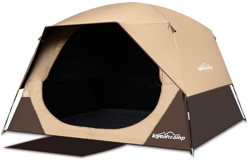 LOYEAHCAMP 4 Person Blackout Camping Tent, Easy Setup Waterproof Family Dome Tent for Camping with Rainfly, Portable Double Layer Large Family Tent for Outdoor Camping&Hiking