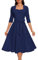 Plus Size Cocktail Modest Navy Blue Dress for Church with 3/4 Sleeves 2025 Elegant Classy Wedding Guest Prom Dresses for Women Navy 3XL