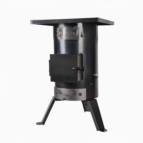 Holzofen Wohnzimmer Multifunktionaler Rauchfreier Holzofen aus Gusseisen, Kompakter Haushaltsvergaserofen mit Kaminrohr zum Kochen, Campen und Heizen(47 * 65cm-300cm Pipe)