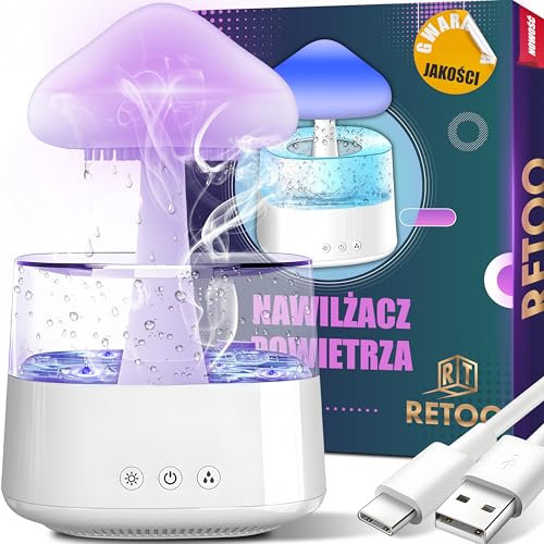 Retoo Luftbefeuchter Diffusor für ätherische Öle Nachttischlampe Aromathera-Pie 7 Farben Nachtlicht Regenwolken Duftlampe Lampe für Raum Schlafzimmer Kinderzimmer 450 ml 10W 3 Duftöle