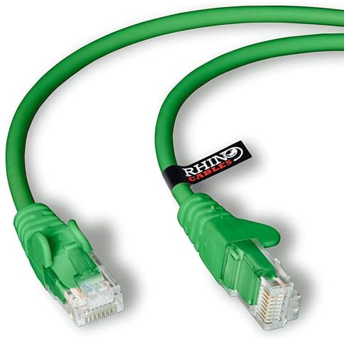 rhinocables CAT 6 High-Speed Gigabit Ethernet Cable - Patch Network Lead for LAN| Snagless UTP With LSZH Jacket | RJ45 Connector - Internet, Router, Modem, Smart TV, PC & More (3m, Green, Pack of 10)