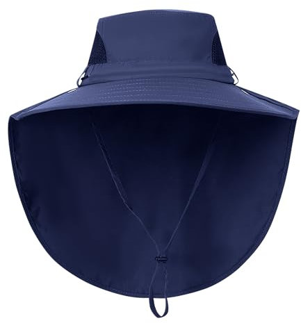 Pudelmütze Kinder Großer Sonnenschutzhut für Mädchen und, Outdoor-Aktivitäten, großer Schalhut, Nackenhut für Männer, leicht und atmungsaktiv Damen Schal Winter Kurz (Navy, One Size)