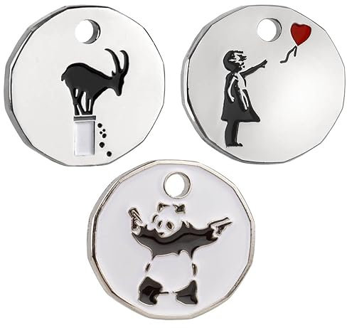 Harts Set of 3 units Banksy Little Girl with Balloon, Panda & Goat Shopping Trolley locker Token (New £1 coin size)
