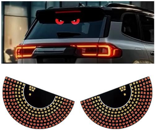 LIUZHIPENG 2 luces de ojos de diablo para coches, pantalla LED para ventana trasera de coche, ojos de diablo, USB, luces dinámicas de ojo de demonio para automóvil, camión, parabrisas y ventana