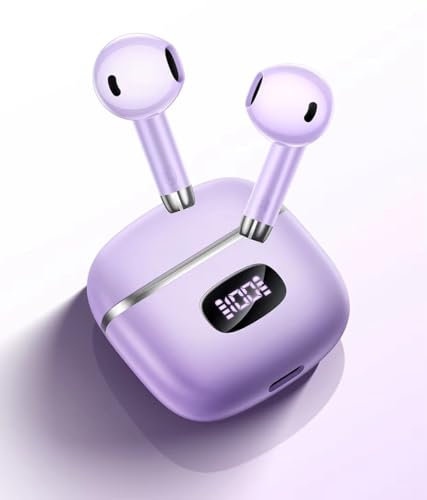 LONEXO PRO Wireless Earbuds, Bluetooth 5.3 Headphones in Ear with 4 ENC Noise Cancelling Mic, Bluetooth Earbuds Wireless Earphones HiFi Stereo Deep Bass, IP7 Waterproof USB-C Fast Charge W (Purple)