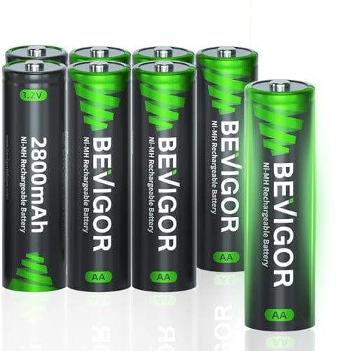 BEVIGOR AA Akkubatterien, 2800mAh 1.2V Akku hohe Kapazität AA NiMH wiederaufladbare Batterien, 8 Stück, vorgeladen