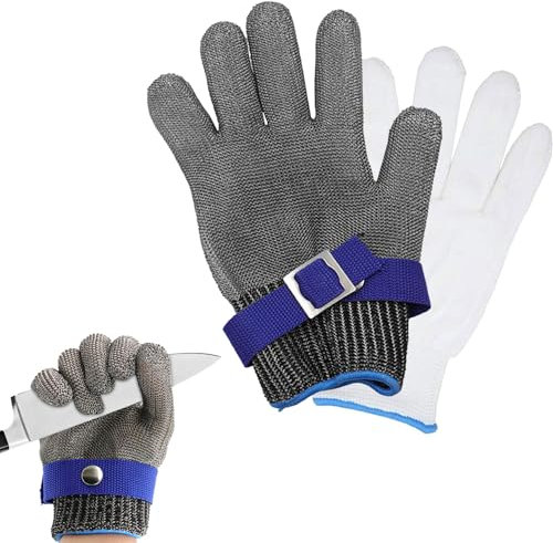 Kettenhandschuh Küche,Schnittschutzhandschuhe Küche,Schnittschutz Handschuhe,Edelstahldraht Metzger Handschuh,Austernhandschuh Geeignet Den Umgang mit Lebensmitteln die Fleischverarbeitung (S-Code)