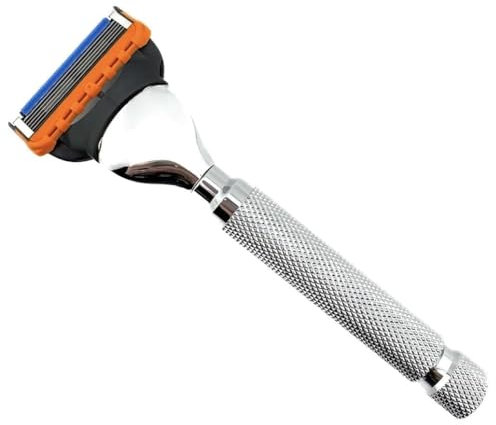 Parker Rasierergriff mit 5 Klingen für Fusionsklingen, gewichteter, strukturierter Griff für eine glatte, zerrfreie Rasur, luxuriöses Geschenk, mit Fusion-Klinge im Lieferumfang enthalten