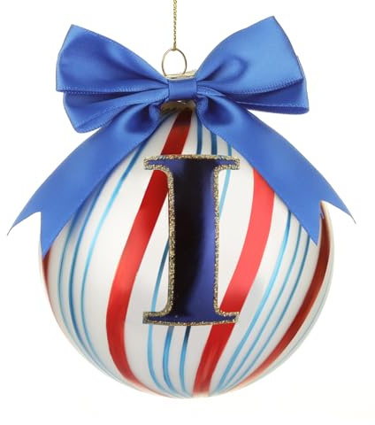 Pallina Natale con lettera I 10 cm Circus blu
