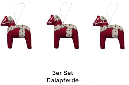 3er Set Dalapferde aus Filz, Weihnachtsdekoration, Christbaumschmuck, Geschenkidee, Amnhänger aus Filz, Handmade