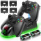 XBX - Cargador de controlador con 2 paquetes de baterías recargables de 5520 mWh, 9 modos RGB, estación de carga Xbox con 4 fundas para control Xbox One/Series X|S, soporte de carga para batería de