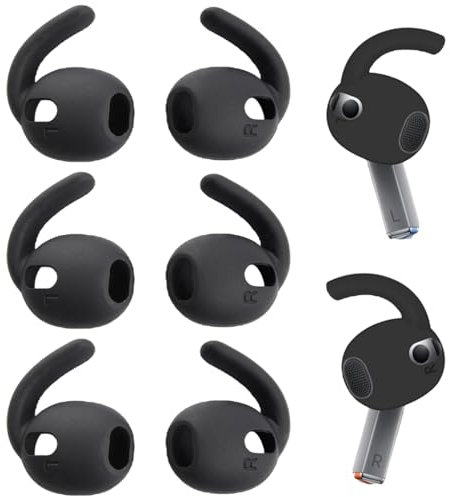 LQIOACU 3 Paar Silikon Ohrstöpsel für Sam-sung Galaxy Buds3, SM-R50 Ohrstöpsel Nicht in Ladehülle passen (Schwarz)
