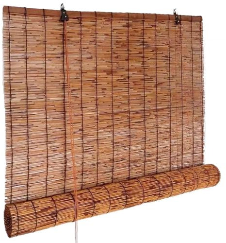 Generico Tapparella a Rullo Bamboo da Esterno Cortina di bambù per Casa Ufficio su Misura Tende da Sole Privacy per Interno Avvolgibile Bamboo Naturale, 60x200 120x200 140x250cm Facili da Sollevare