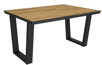 Skraut Home | Esszimmertisch | Küchentisch, Esstisch | 140x90x74 cm | Für 6 Gäste | Stubentisch | Industrieller Stil | Eiche Schwarz
