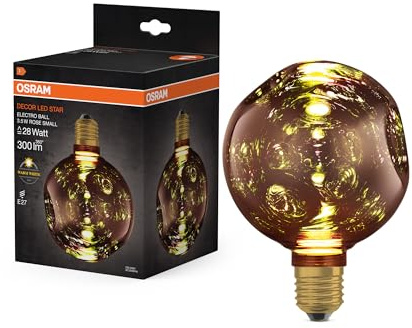 Osram Lampe LED en verre DECOR FLAT Electro Retro, petite Ø125mm, rose, | DECOR LED FLAT LAMP 3.5W 827 E27 Non-DIM, LED Lamps, Rose, 125 mm dia, 25000 h, pack de 1