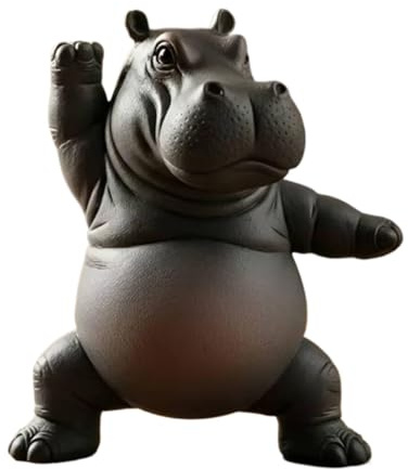 Kexpery Hippo Yoga Figur Funny Hippo Statue Serene Home Resin Hippo Yoga Ornament (C)