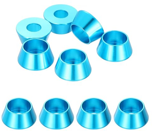 sourcing map M8 Kegel-Unterlegscheiben, eloxierte Aluminium-Dichtungen, Cup-Kopf-Unterlegscheibendichtung für Schraube RC/FPV/PC/Drohne/mechanisches Zubehör, Modellteile, 10 Stück (hellblau)