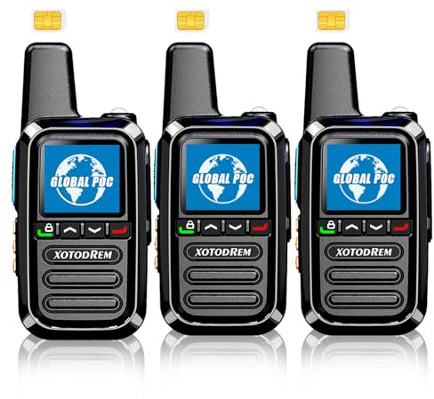 Global Lifetime Free Walkie Talkies Unlimited Range 4G LTE PoC(Push-to-Talk Over Cellular) Radios Nationwide PTT Two Way Radios Long Distance for Family, Logistics, Company 3pcs with sim Card