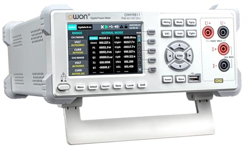 OWON OWH9811 - Misuratore di potenza digitale: monofase, doppio canale, 16 funzioni, precisione dello 0,5%, con modalità IEC e test AC/DC fino a 1000V/20A
