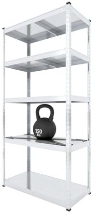BAUSOKOL Metallregal 200x100x40 cm Verzinkt – 5 Metallböden Böden – Tragkraft 875kg – Lagerregal, Werkstattregal, Kellerregal, Schwerlastregal