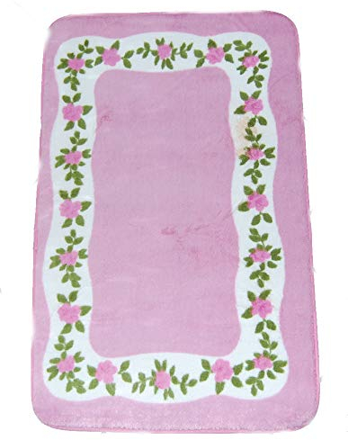 3teilige Badgarnitur Badteppich, WC-Vorleger Stand-WC WC-Abdeckung rose