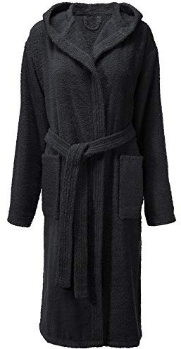 CelinaTex XS-XL Bademantel Kapuze Uni zweifarbig lang aufgesetzte Taschen Damen warm Frottee reine Baumwolle OEKO-TEX Fehmarn