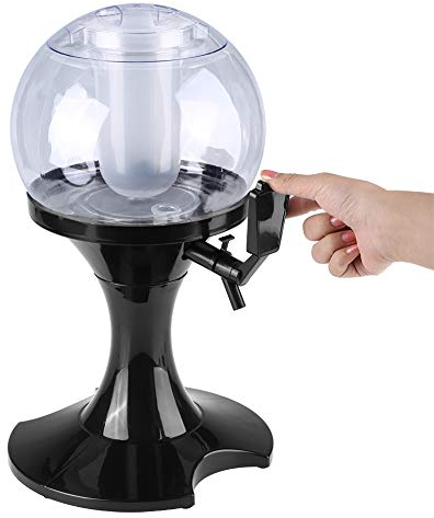 Dispensador de torre de cerveza de 3.5L, dispensador esférico de vino de jugo de bebida transparente con tubo de hielo extraíble para bar, fiesta, restaurante, KTV, restaurante de barbacoa
