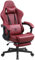 Dowinx Gaming Stuhl Bürostuhl Ergonomischer PC-Stuhl mit Massage Lendenwirbelstütze, Racing Stil PU Leder Hohe Rückenlehne Verstellbarer Drehsessel mit Fußstütze (Weihnachtsrot)