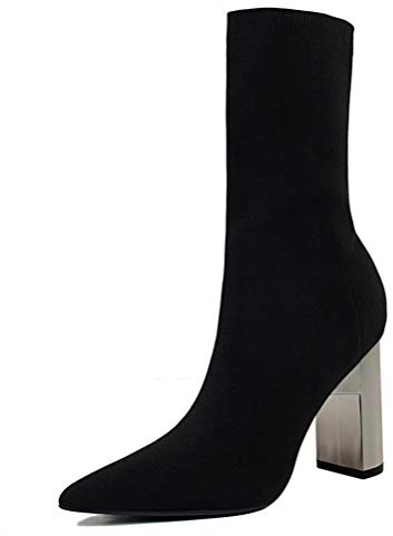 Stivali a metà polpaccio Calze da Donna Stivali Punta a punta Tacchi alti sexy Primavera autunno Stivali corti Stivaletti con tacco largo