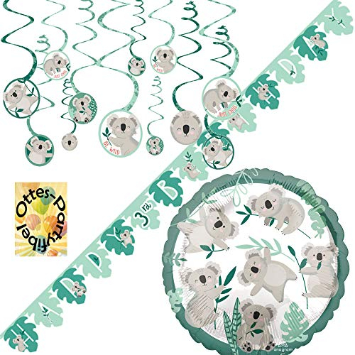 HHO Koala-Party-Set Koala-Partyset Dekoset - Wimpelkette Dekospiralen Folienballon