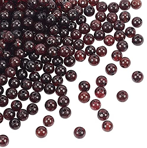 OLYCRAFT 196 Stück 4mm Natürliche Granatperlen Steinperlen Natürliche Edelsteinperlen Edelstein Runde Lose Perlen Gefärbter Kristall Energiestein Für Armband Halskette Schmuckherstellung