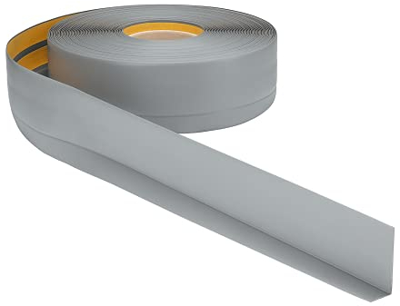 ProfiPVC Battiscopa PVC 50x20 mm - 10 metro, Adesivo, con Striscia Spezzata, Battiscopa Angolare Autoadesivo, flessibile e morbida, montaggio facile, 50x20 mm, Grigio