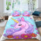 MOUPL Bettwäsche 155x220 3teilig 3D Motiv Kawaii Blumen Einhorn Bettbezug Set mit Reißverschluss 100% Leicht Mikrofaser Kuschelig Atmungsaktive Sommer Betten Set mit 2 Kissenbezug 80x80 cm