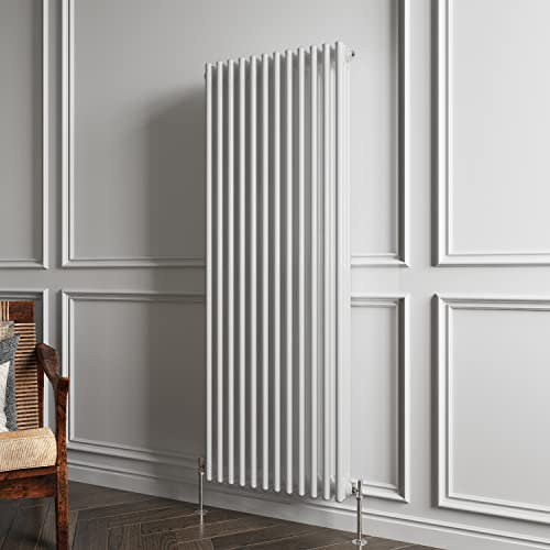 3 Column Radiator White Traditional Style 1500x560mm Vertical Vintage Radiator，Design for Bedroom, Dining Room, Living Room
