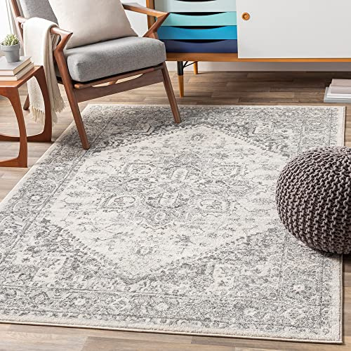 Livabliss Farah Khartoum Vintage Rug, Bedroom – 200x275 cm, Grey & Beige