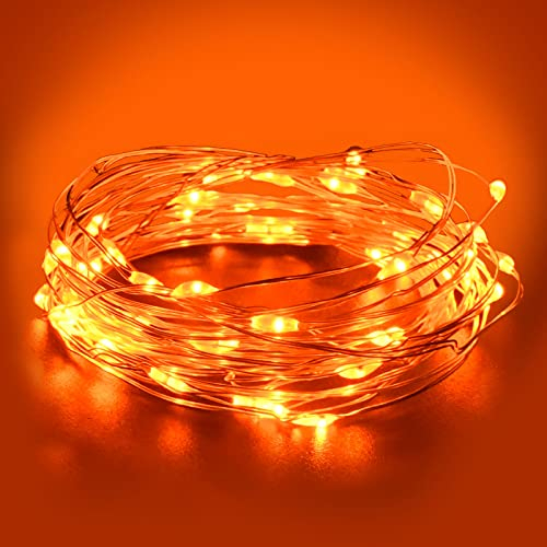 Dalugo Orange Lichterkette Batterie, 3m 30 LED Orange Innen Lichterketten mit Batterie für Halloween, Weihnachten, Wohnkultur