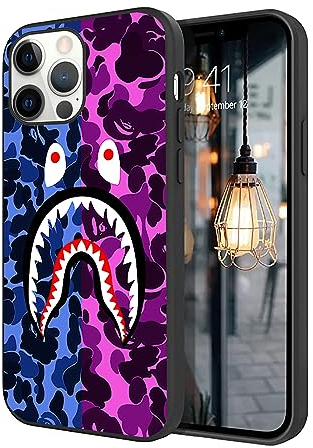 Generic Kompatibel mit iPhone 14 Pro Max, Cartoon-TPU, Rundumschutz, stoßfest, Fallschutz (Fashion-Bape-Shark-7)