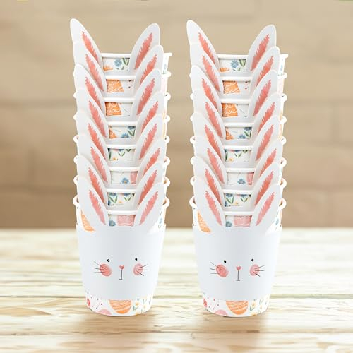 Cheerland Pastell Ostereier Pappbecher mit Hasenhüllen, 266 ml, für Kinder, Frohe Ostern, Garten, Teeparty, Dekorationen, Zubehör, 36 Stück