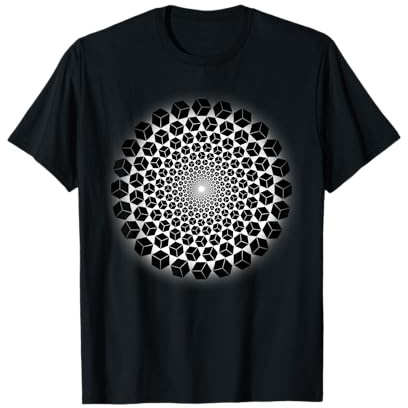 Cube Fibonacci Optical Illusion Sonnenblume Spirale T-Shirt